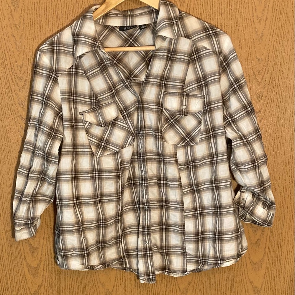 Cute ANA plaid button down shirt, size 1X